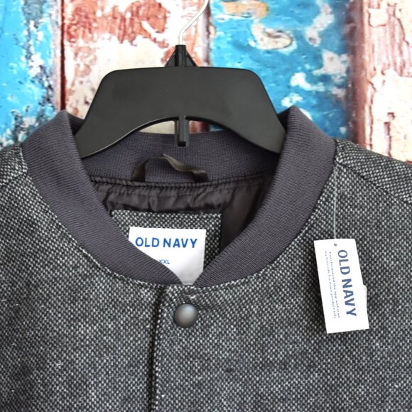 Men's Old Navy Tweed Bomber Jacket Heritage Long Sleeve XXLARGE Panther NEW - Picture 3 of 12
